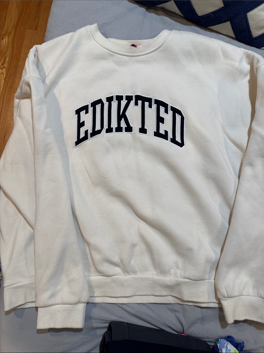 Edikted White Sweatshirt with Black Lettering